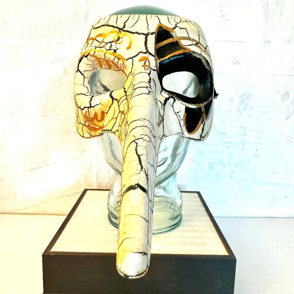Venetian Carnivale Steampunk White Black Gold Plague Mask Long Nose Witch Hallow - Picture 2 of 7